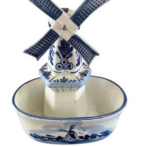 Hand painted Vintage Delft winmill planter